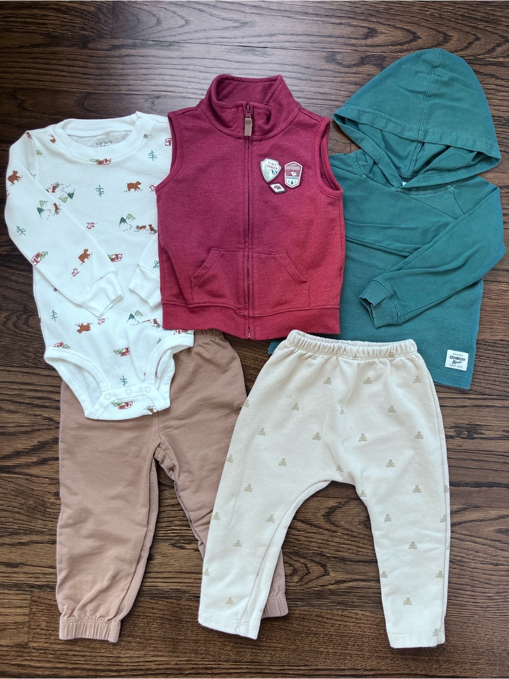 Forest Boy’s Bundle in Red, Tan, and Green, 24M